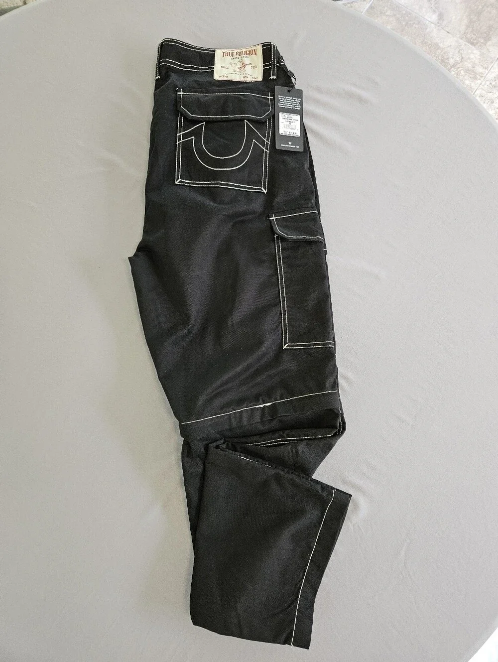 True Religion Convertible Zipper Cargo Pants Size 36 Jet Black 701023
